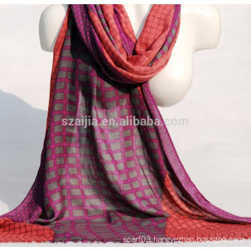 Fashion plaid print viscose ladies scarf